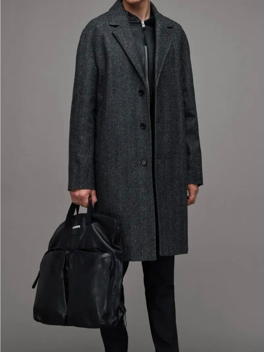 AllSaints Ormond Herringbone Pea Coat Regular Fit - NWOT